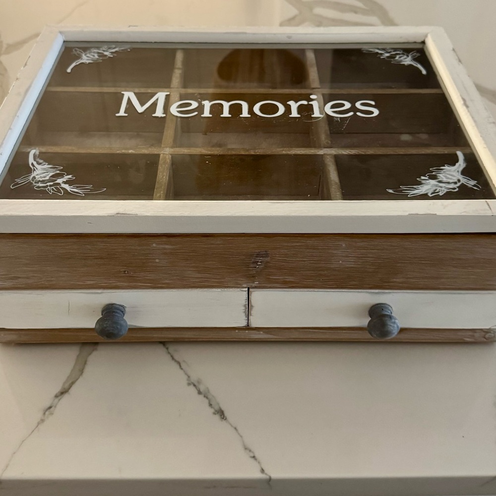 Wooden Memory Box with Glass Lid